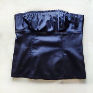 Ladies Club Monaco Silk Blend Blue Satin Corset Bustier Top Size Medium